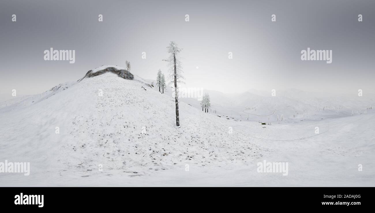 vr 360 camera above the snow rocky mountains ridges in a cold polar region  Stock Photo - Alamy