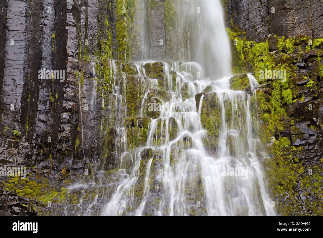 waterfall with basalt columns, near Studlagil, East Iceland, Iceland Stock Photo