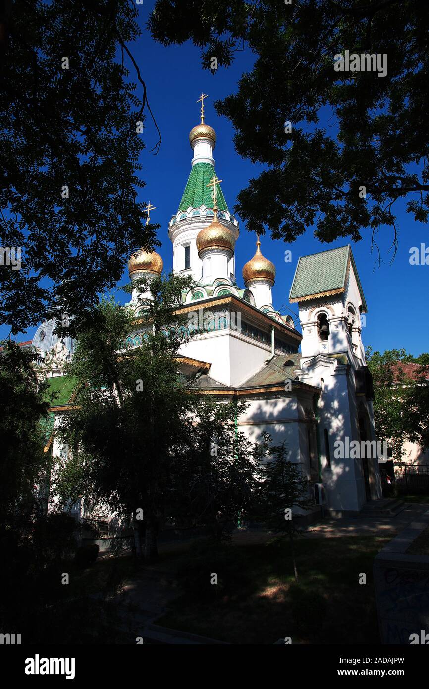 Saint Nikolas Russian Church, Tsurkva Sveta Nikolai in Sofia, Bulgaria Stock Photo