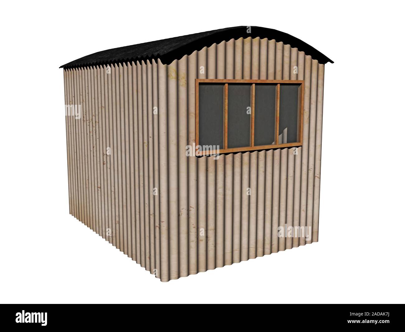 Corrugated iron hut as tool shed Stock Photo