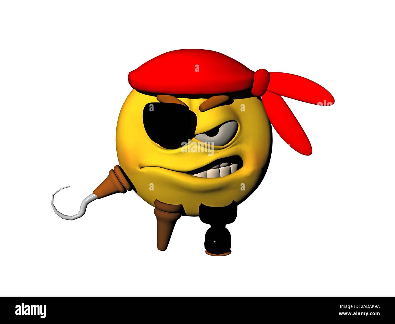 Pirate with eye patch, hook hand and red cap Stock Photo