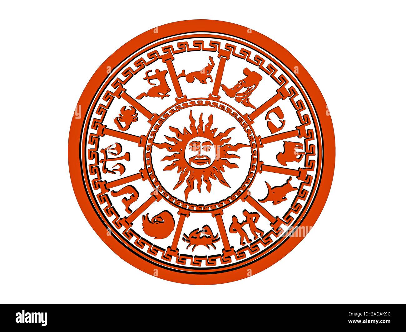 round disc with zodiac signs Stock Photo