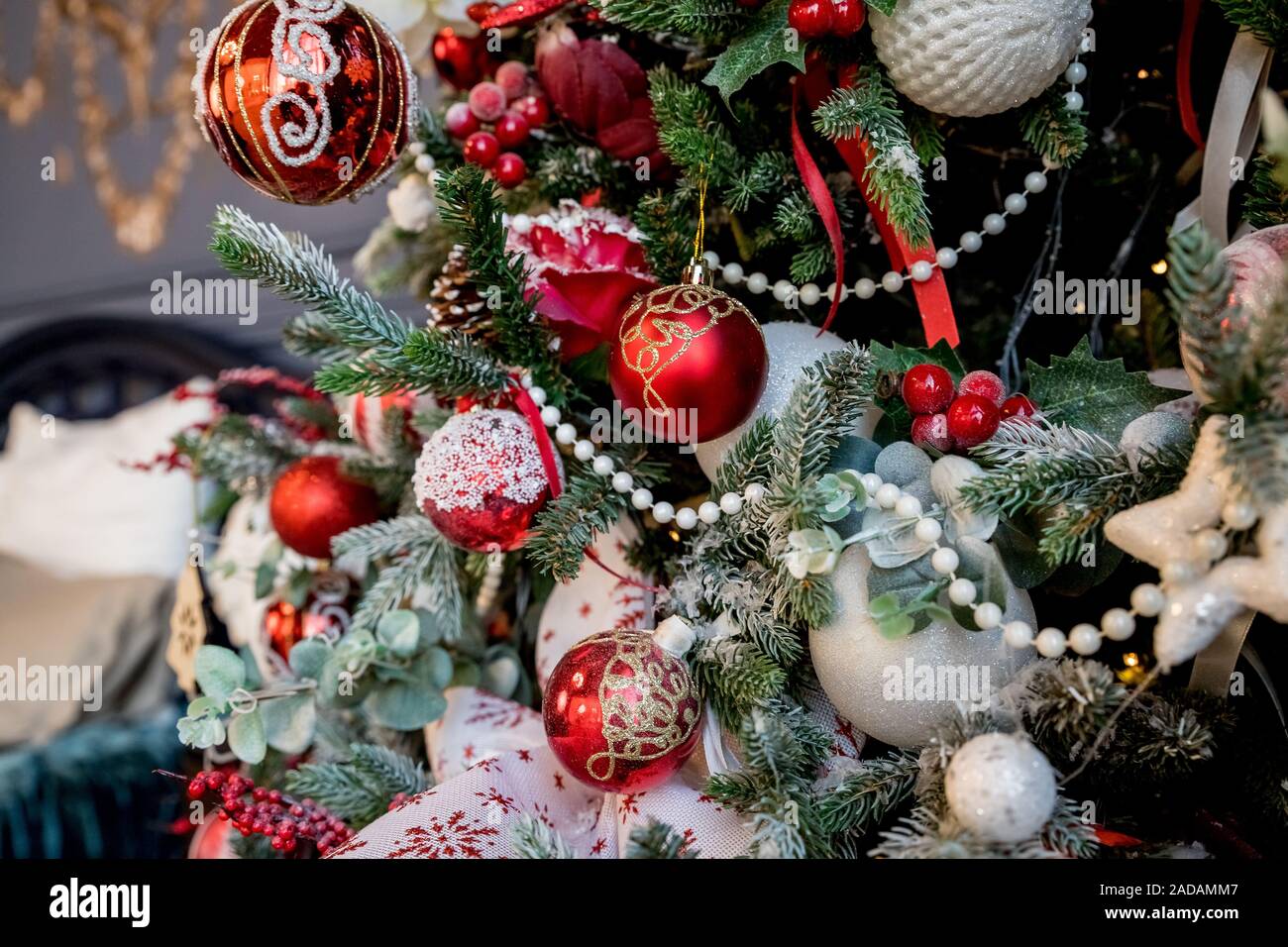 Modern Christmas Tree Decorated With Vintage Ornaments Ratan