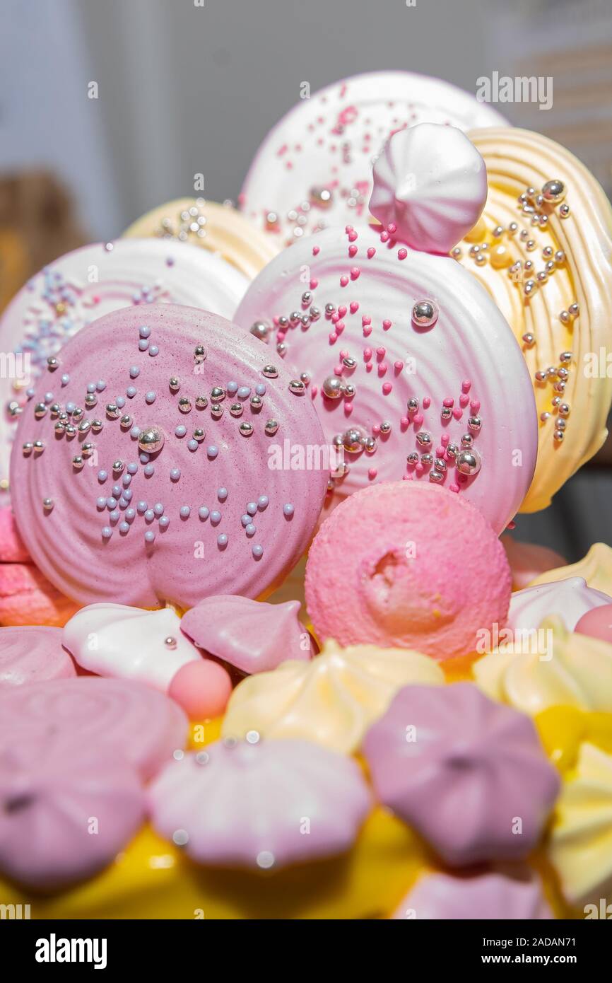 Candy bar. A big cake and sweets on the table Stock Photo