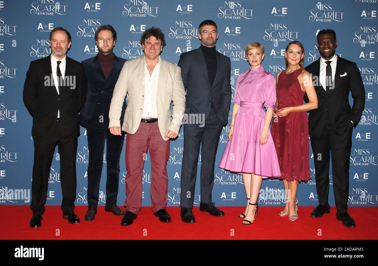 London, UK. 03rd Dec, 2019. Kate Phillips and Stuart Martin with cast and  crew attend the Miss Scarlet and the Duke World Premiere TV screening at  the St. Pancras Renaissance Hotel in