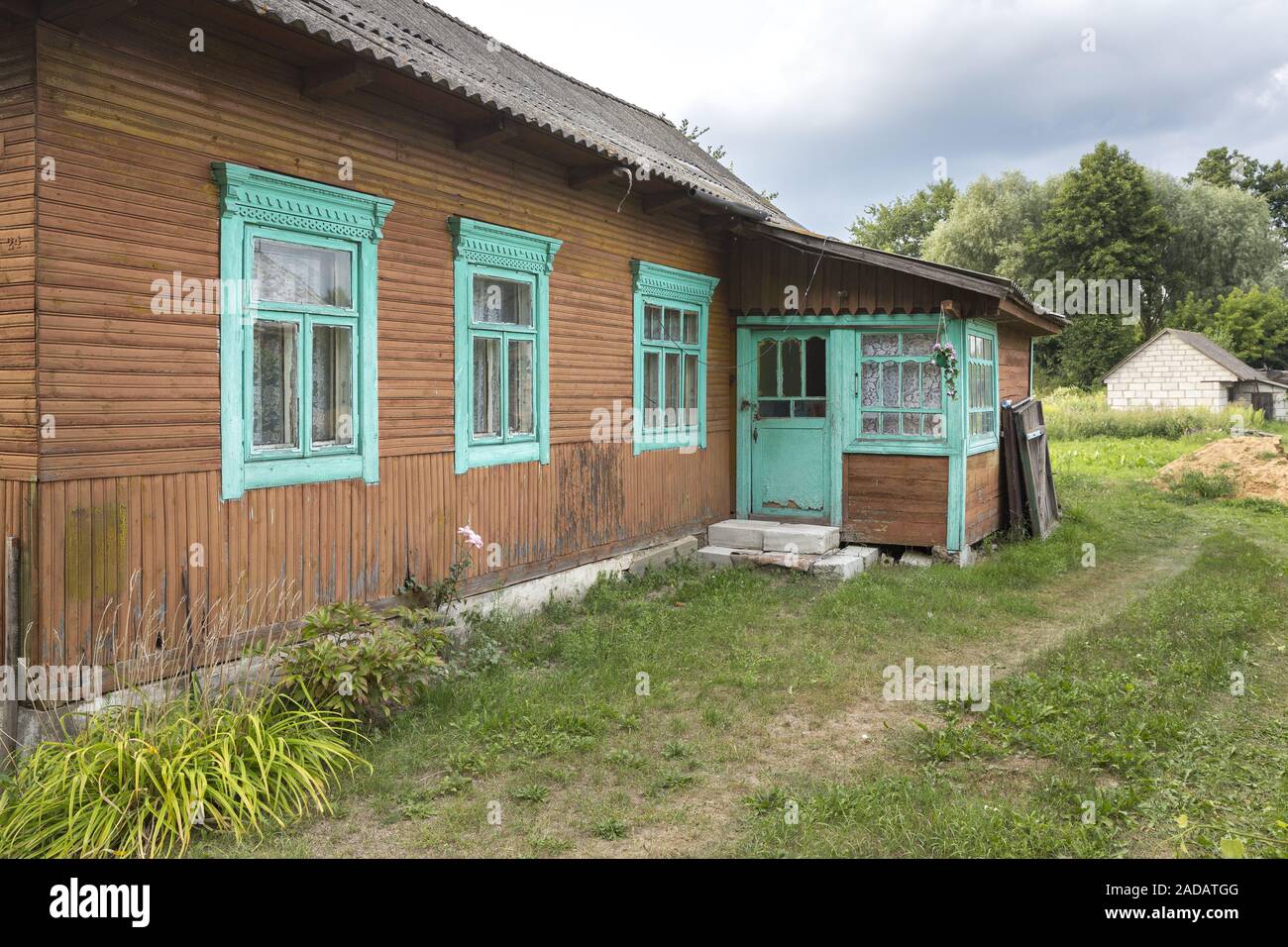Typical house in Belarus (Belarus) Stock Photo