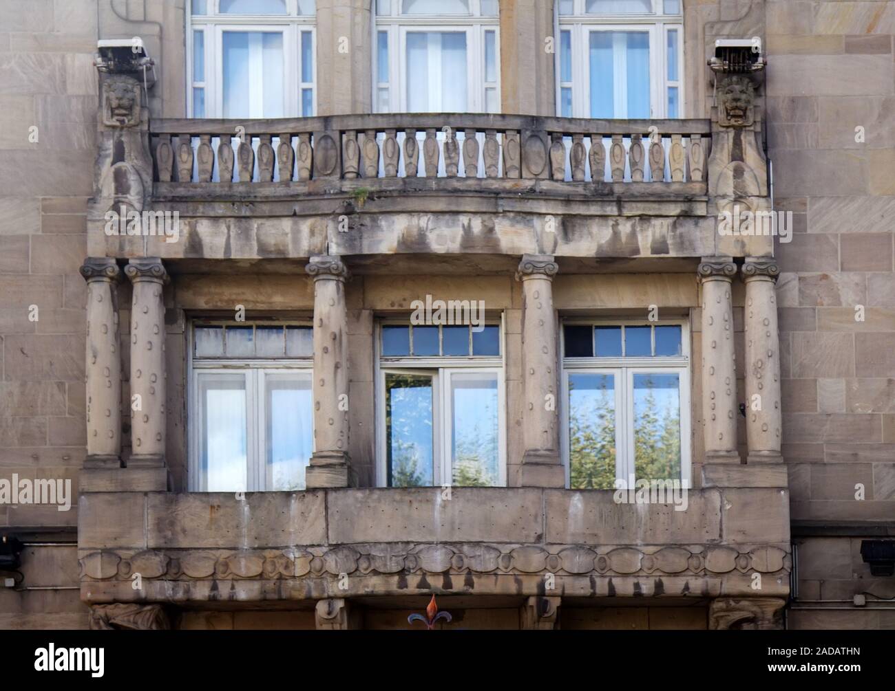 Massive stone balcony Stock Photo - Alamy