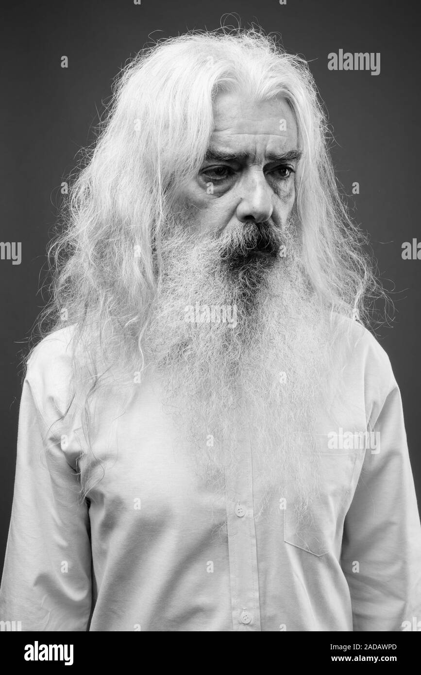 Casual man beard long hair Black and White Stock Photos & Images - Alamy