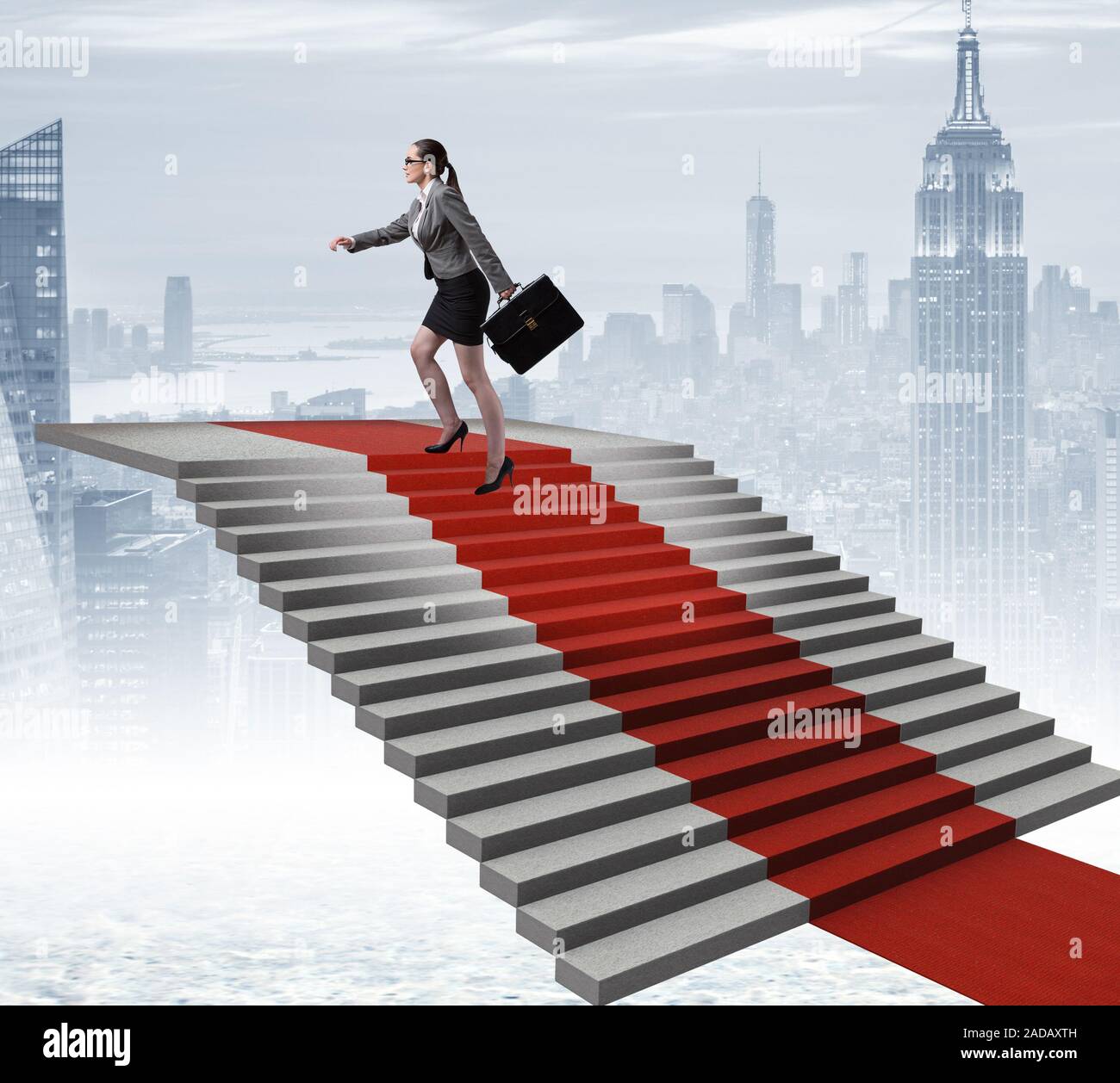 Business Woman Climbing Stairs