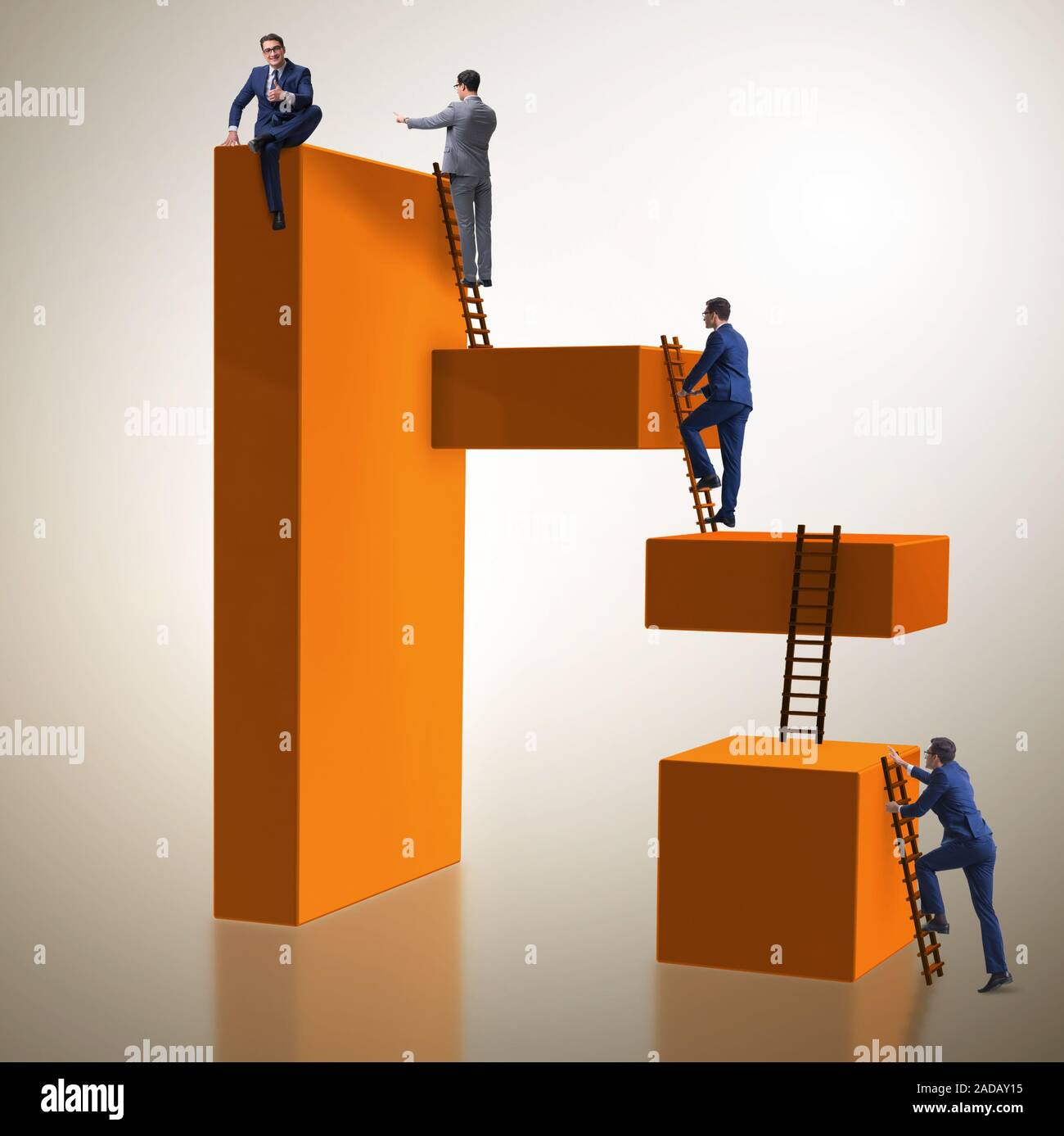 Businessman climbing blocks in challenge Business concept Stock Photo