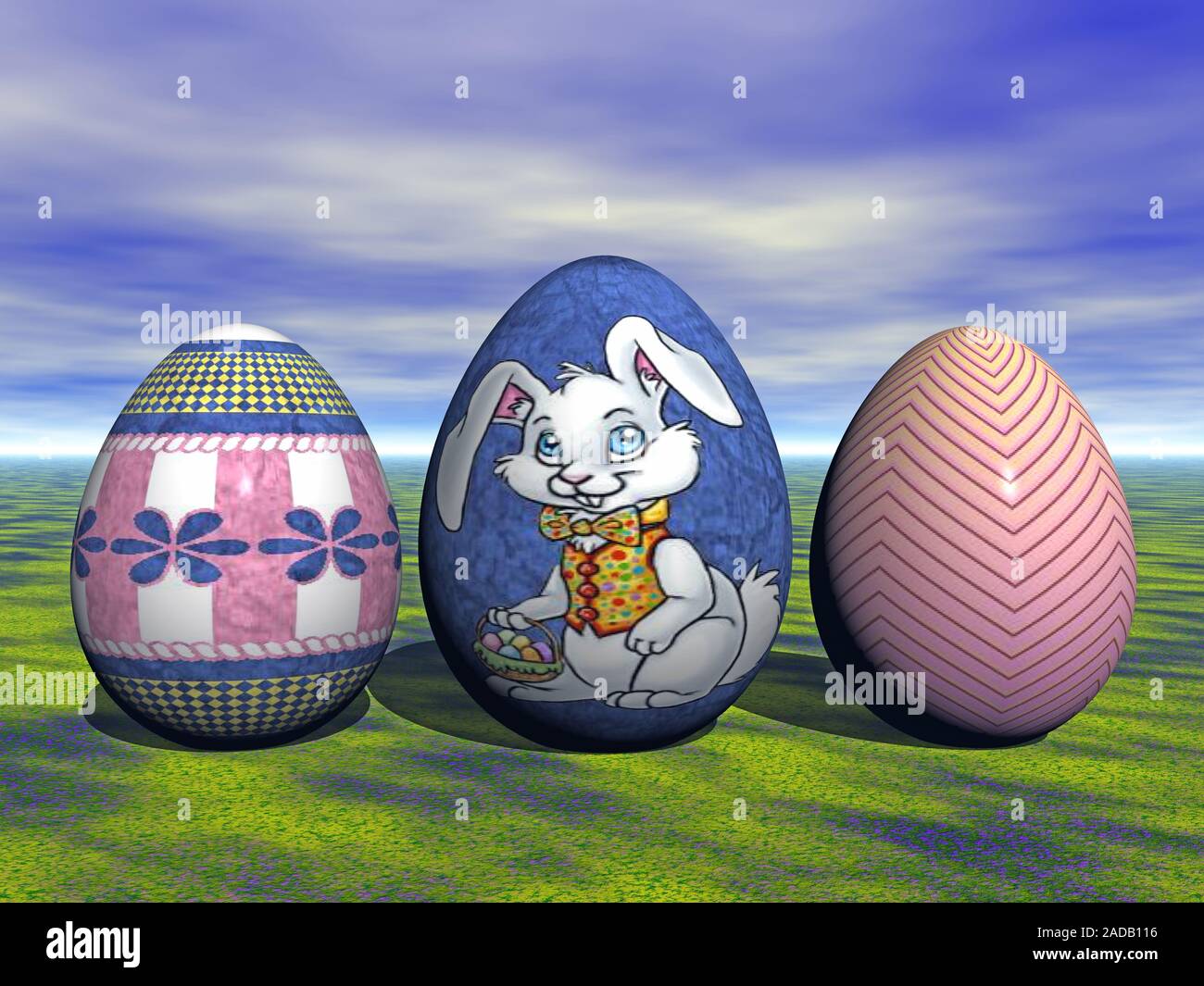 Easter eggs with colorful painting Stock Photo