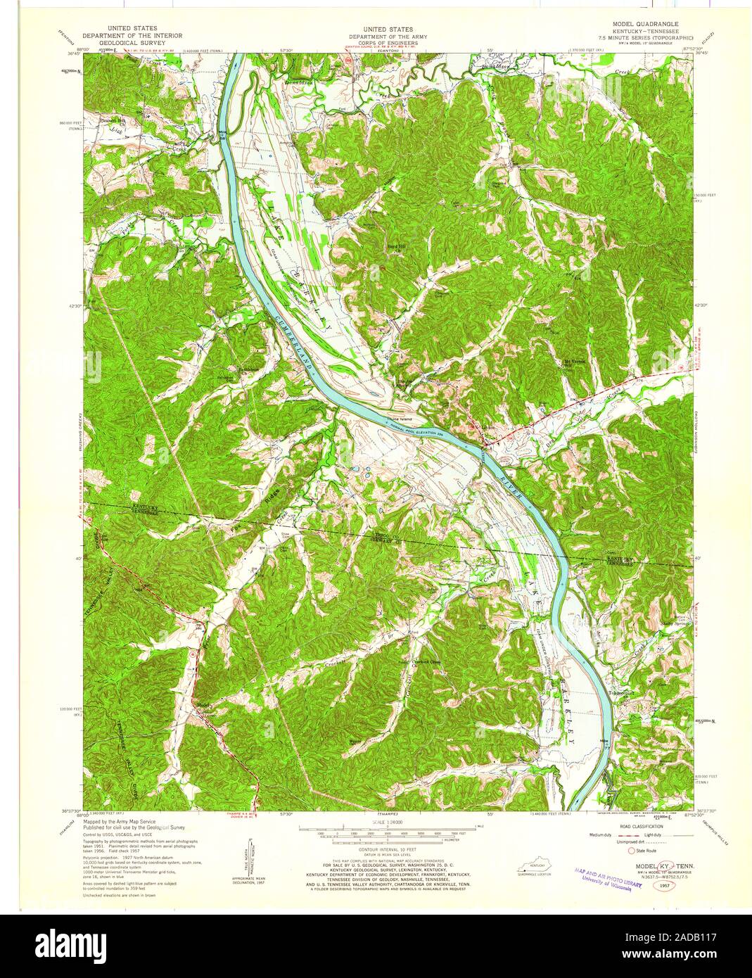 USGS TOPO Map Tennessee KY Model 709314 1957 24000 Restoration Stock