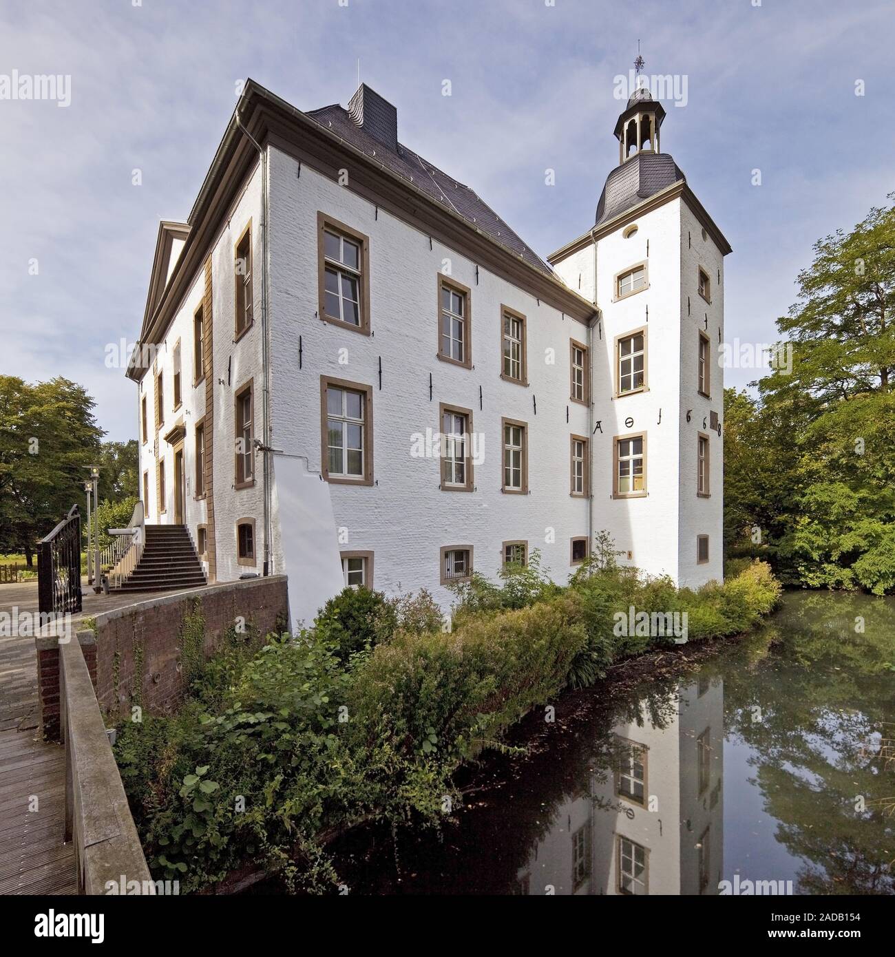 Haus Voerde in Lower Rhine region, Voerde, Ruhr area, North Rhine-Westphalia, Germany, Europe Stock Photo