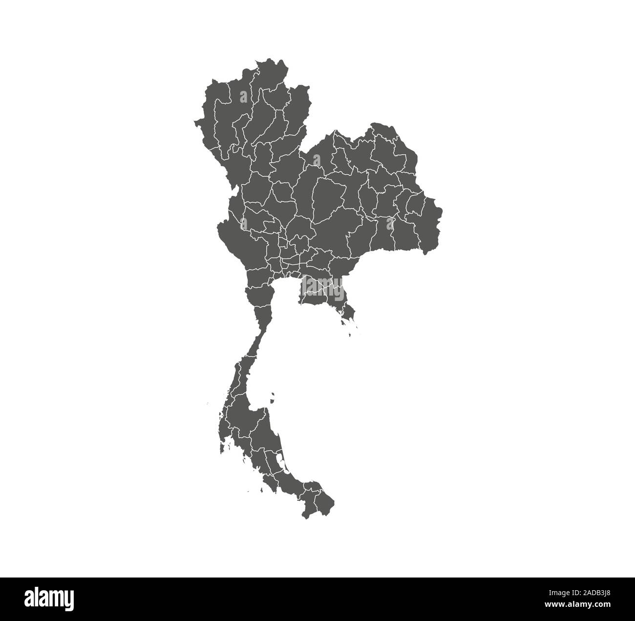 Thailand map, states border map. Vector illustration. Stock Vector