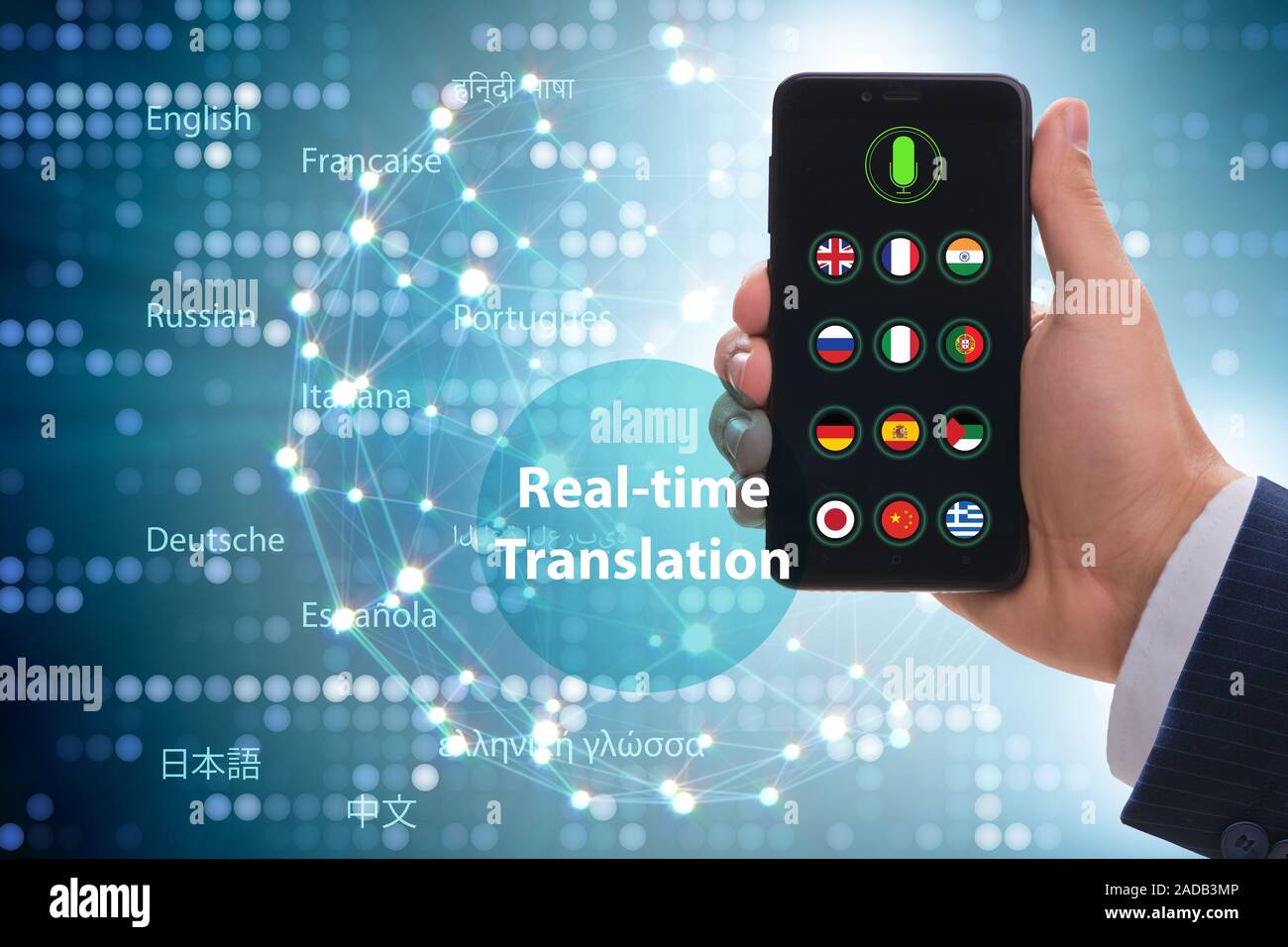 Concept of real time translation with smartphone app Stock Photo - Alamy