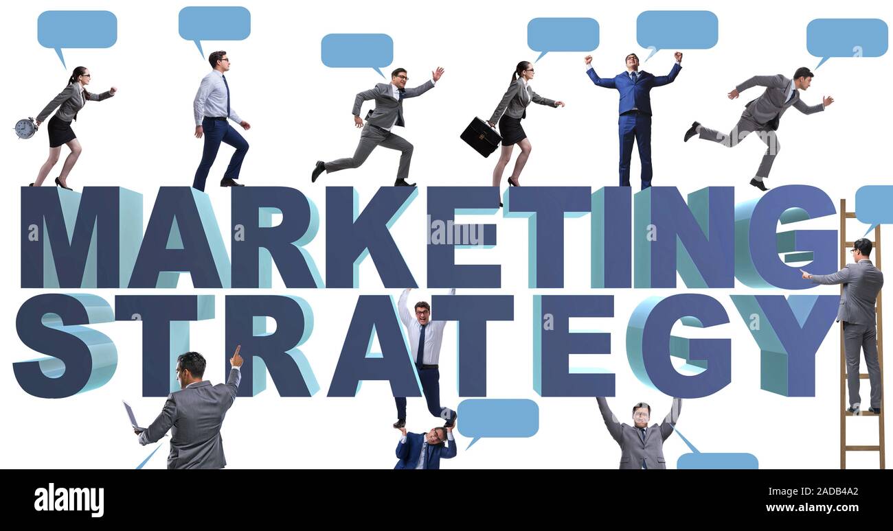 The marketing strategy concept with Businessman and team Stock Photo