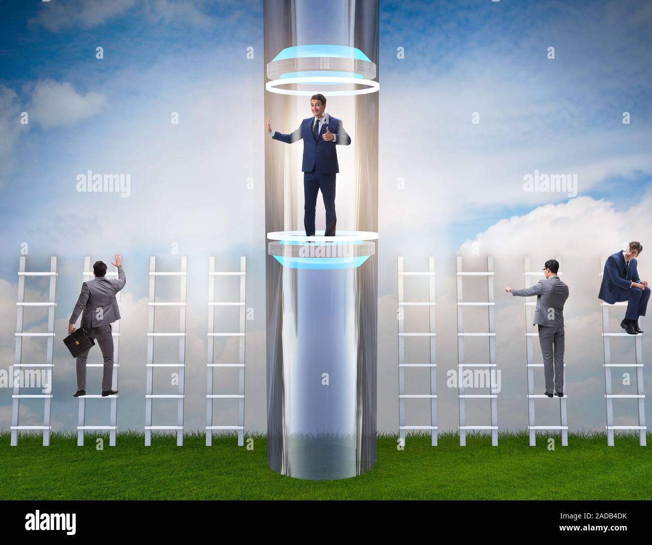 Businessmen in accelerated and fast promotion concept Stock Photo - Alamy