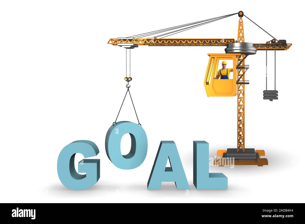 Crane lifting the word goal up Stock Photo Alamy