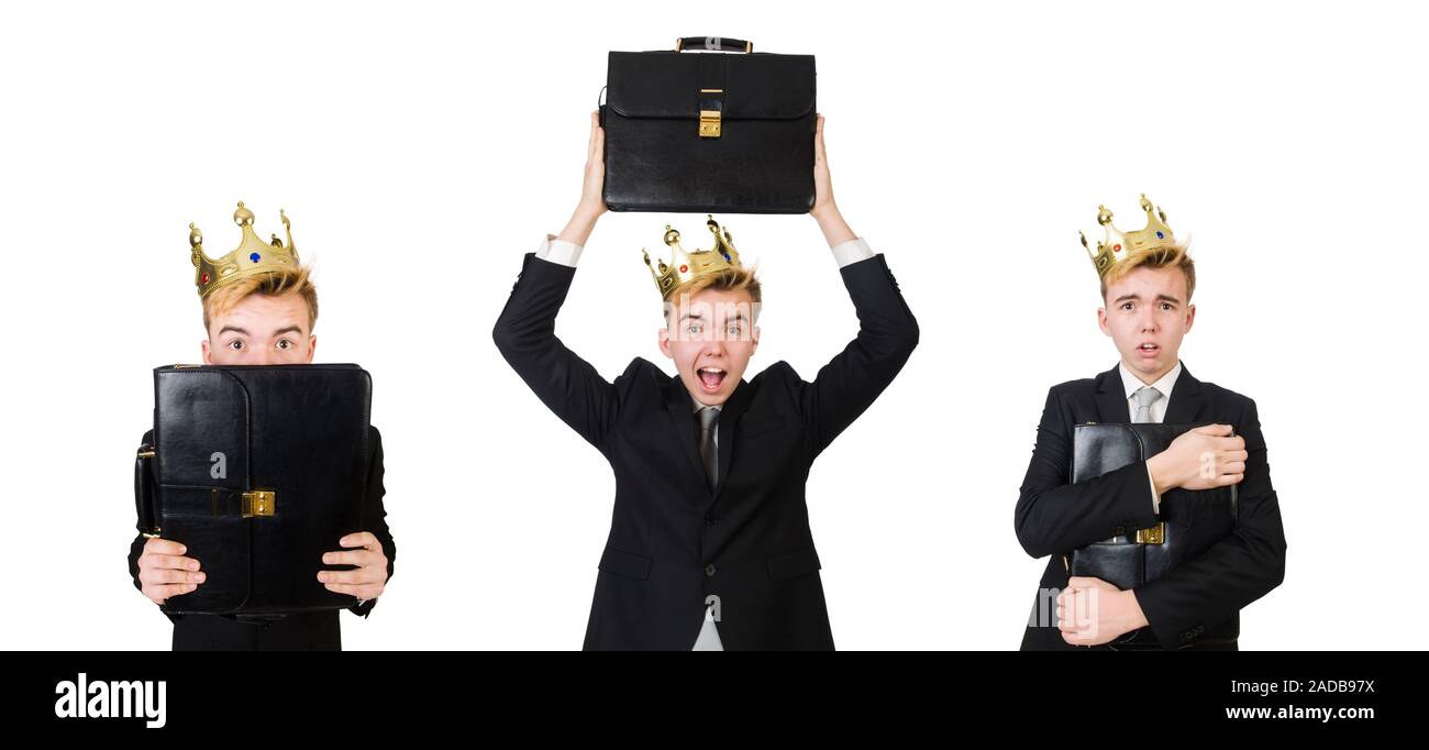 Concept of king Businessman with crown Stock Photo