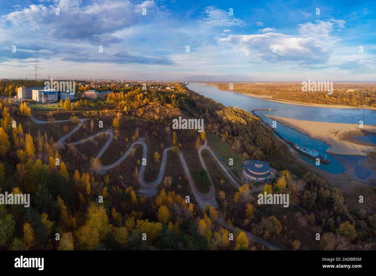 Aerial fly over winding road hi-res stock photography and images - Alamy