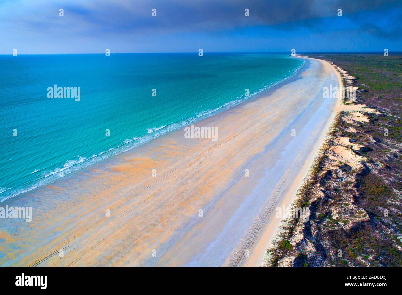 Aerial view along cable beach, Broome, West Kimberley, Western Australia Stock Photo