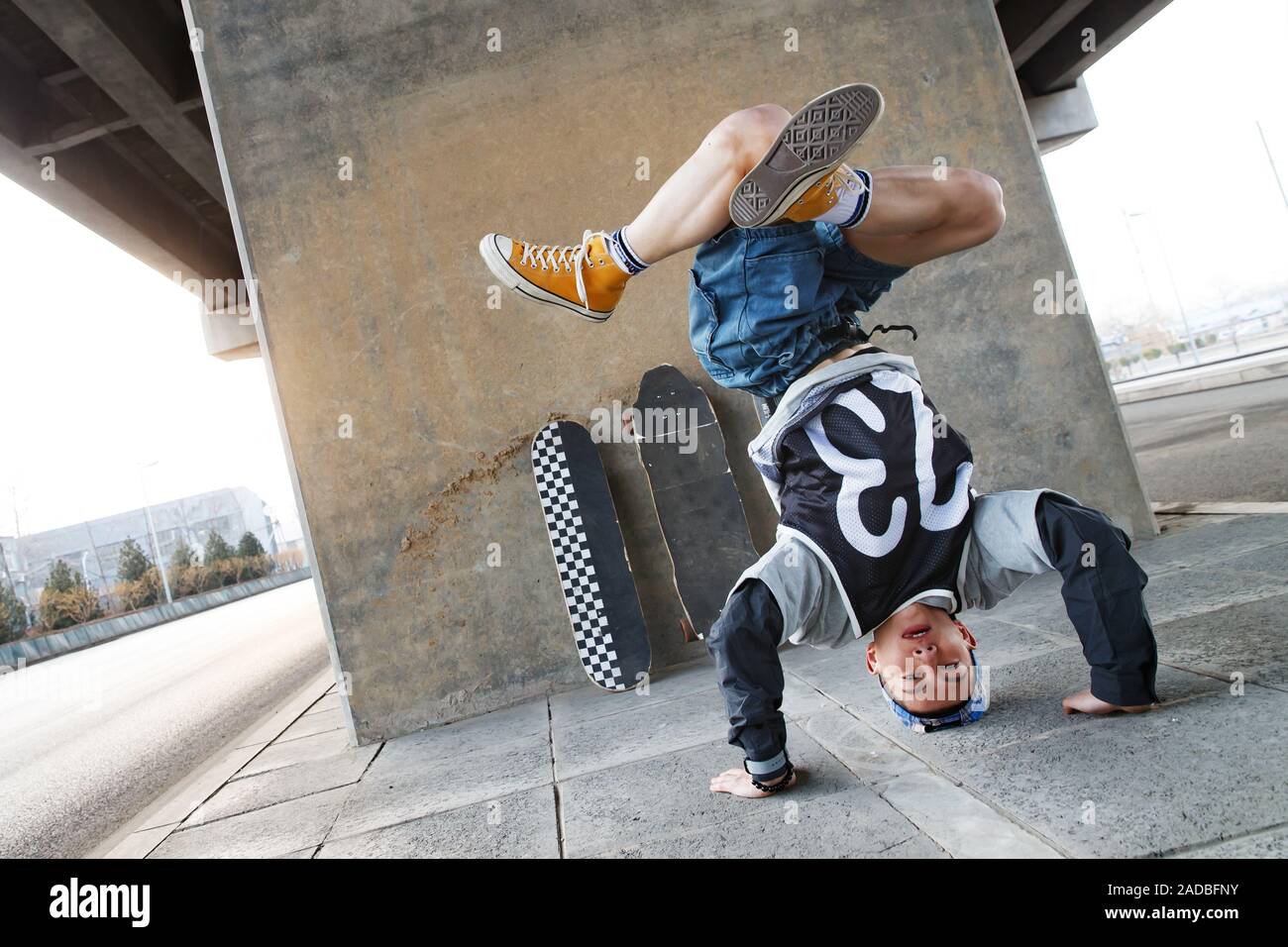 Young people jump street dance Stock Photo