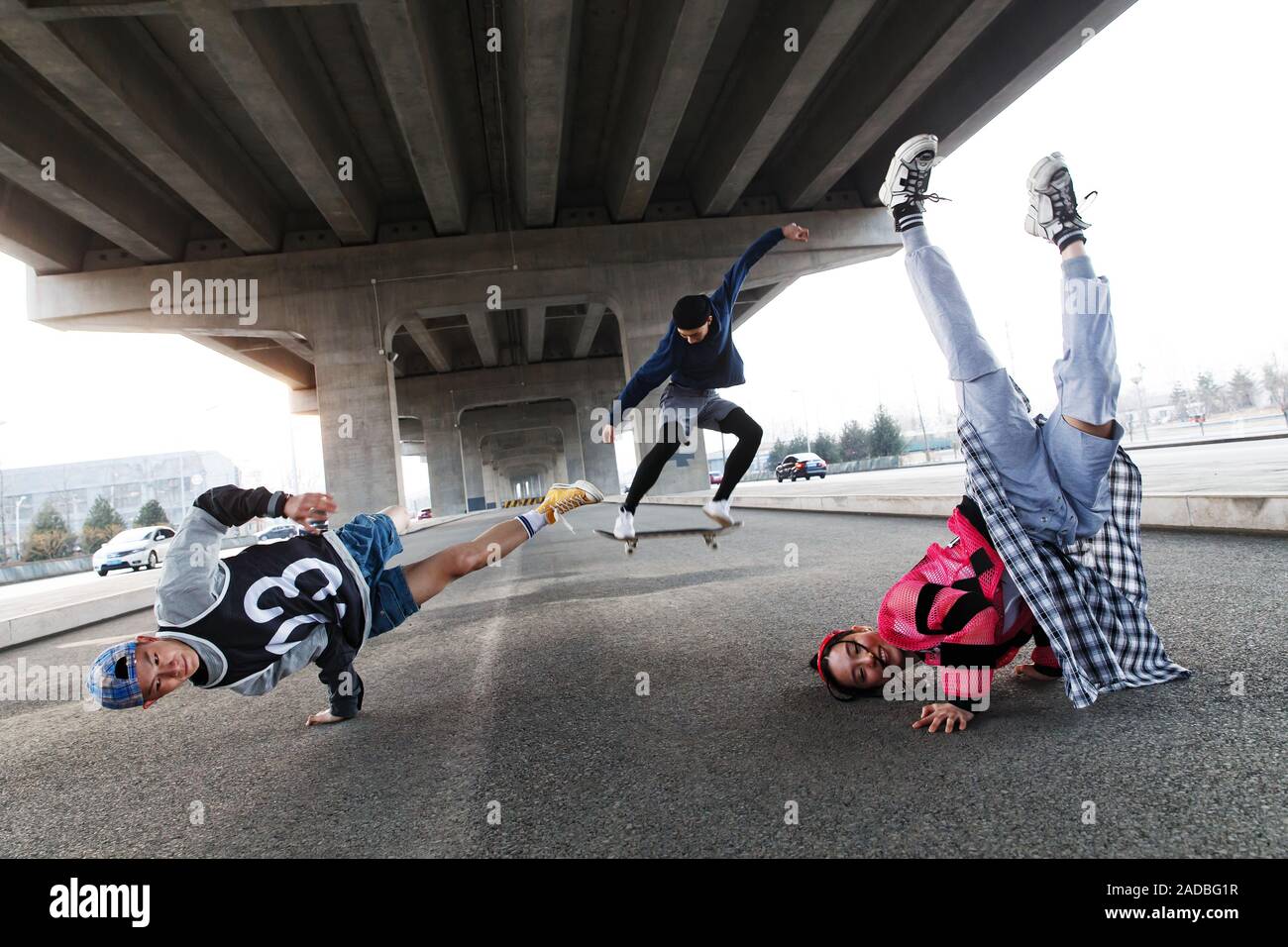 Young people jump street dance Stock Photo