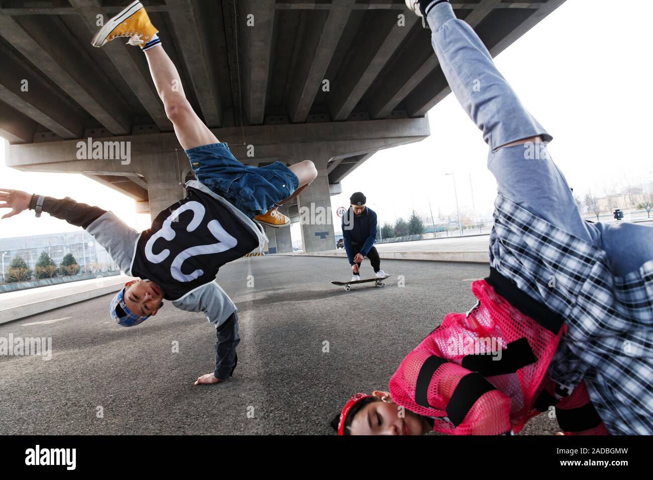 Young people jump street dance Stock Photo