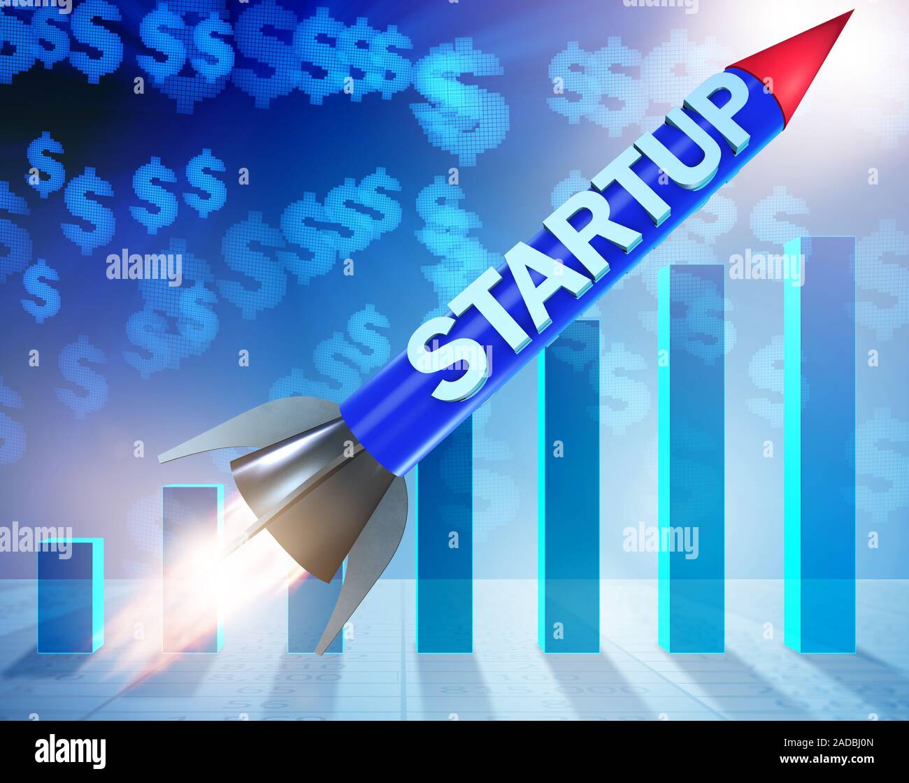 Rocket in business start-up concept - 3d rendering Stock Photo - Alamy