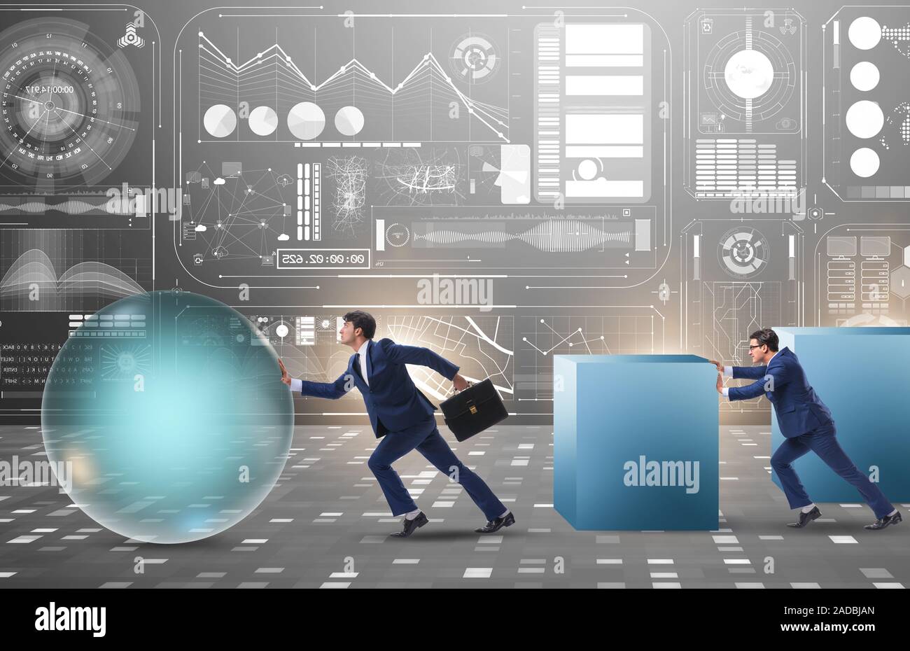 Businessman in competition rivalry concept beating rivals Stock Photo ...