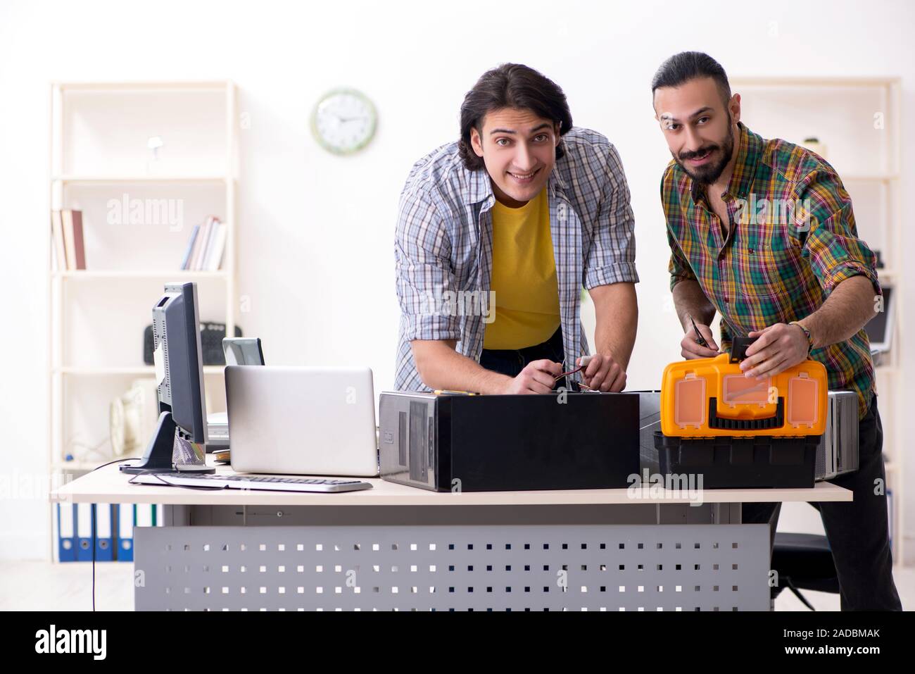 IT engineers working on hardware issue Stock Photo