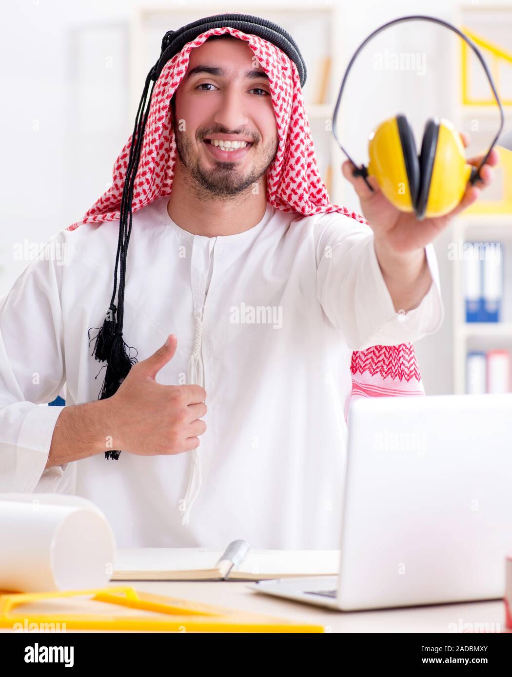 Arab engineer working on new project Stock Photo