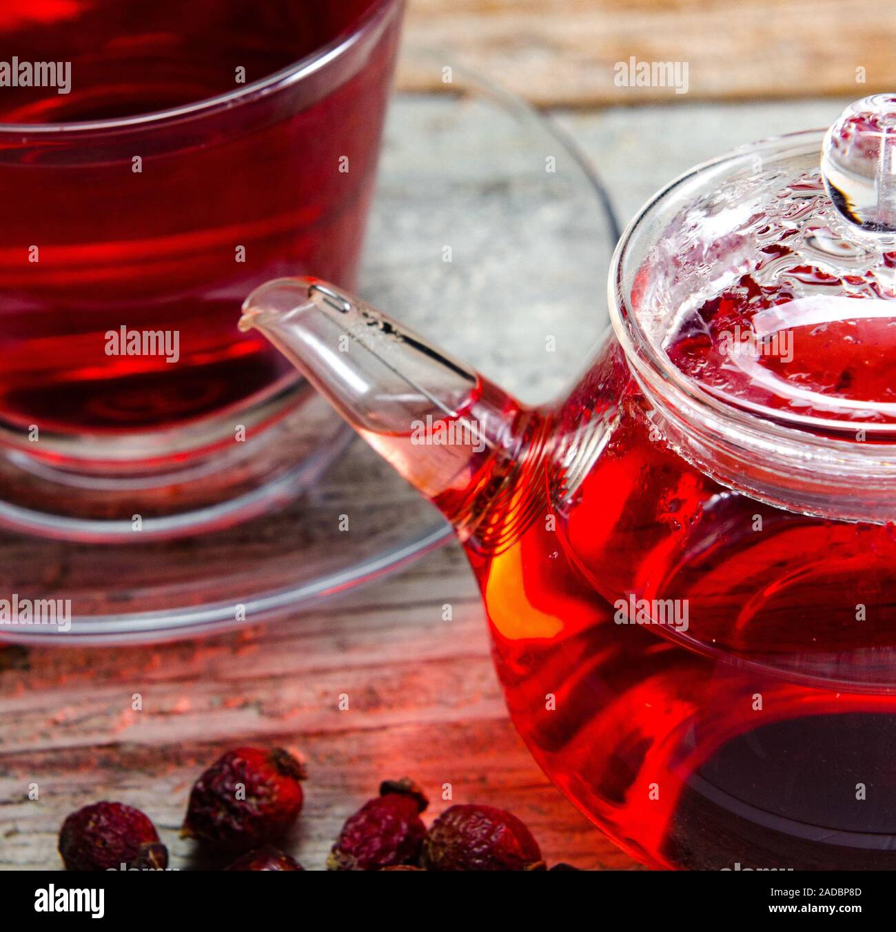 Fruit berry tea in the cup served on table Stock Photo - Alamy
