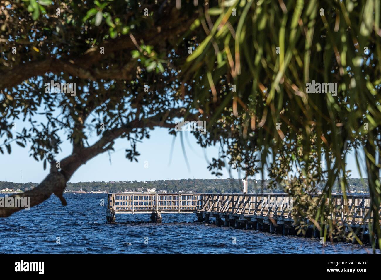 View from Lilly's on the Lake restaurant on Lake Minneola in Clermont, Florida. (USA) Stock Photo