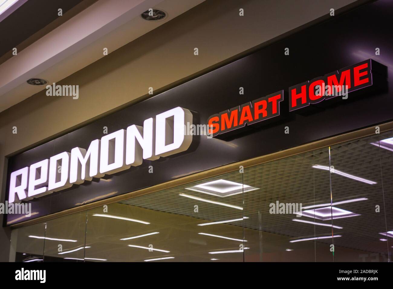 Tyumen, Russia - October 15, 2019: Redmond is a Russian trademark owned by Technopoisk LLC, under which contract production of household appliances is Stock Photo