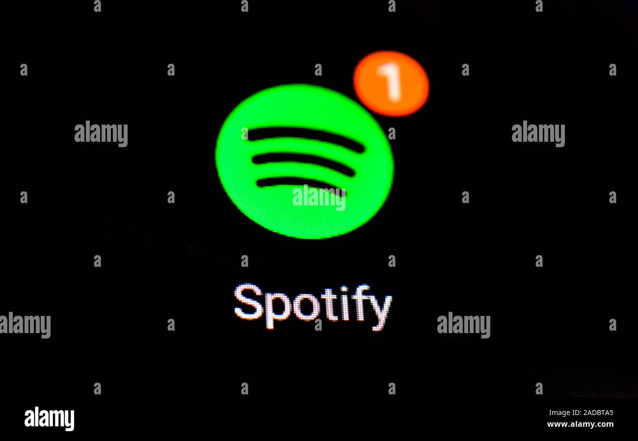 Spotify logo phone app Stock Photo