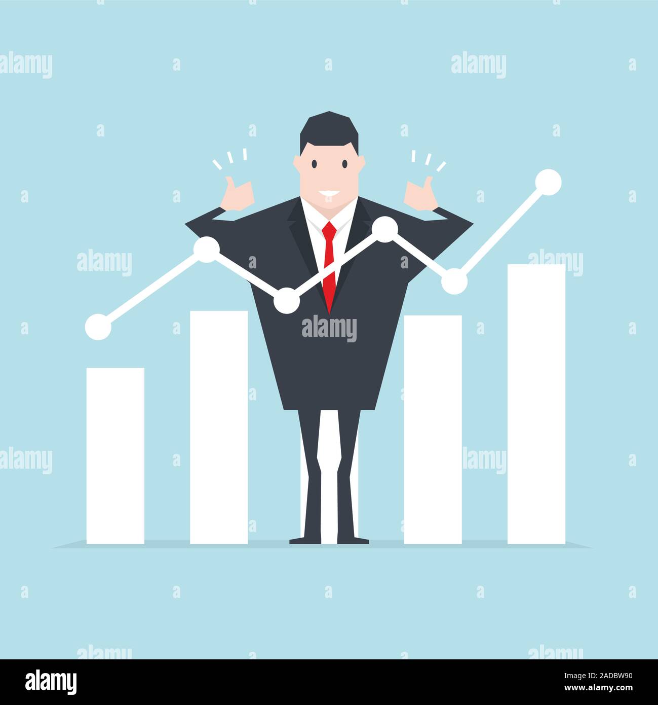 Businessman thumbs up with growth graph Stock Vector Image & Art - Alamy
