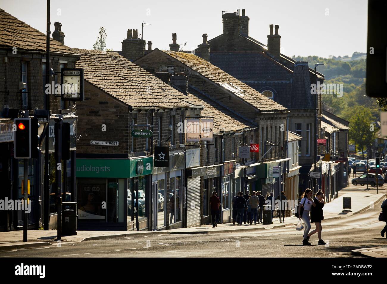 Glossop market town, the High Peak, Derbyshire, England. The A57 High