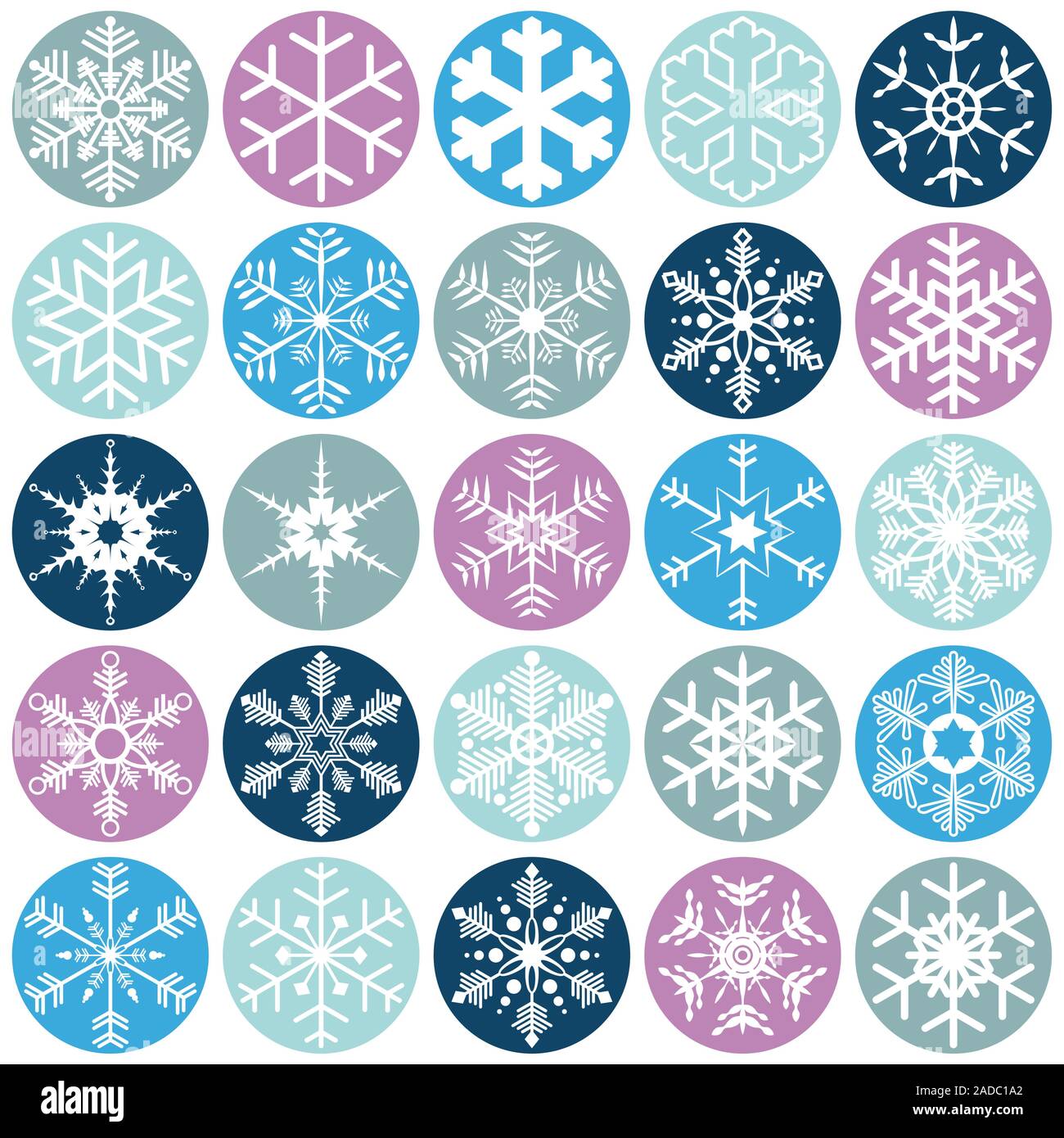 collection of different abstract snow flakes for christmas and winter time concepts Stock Vector