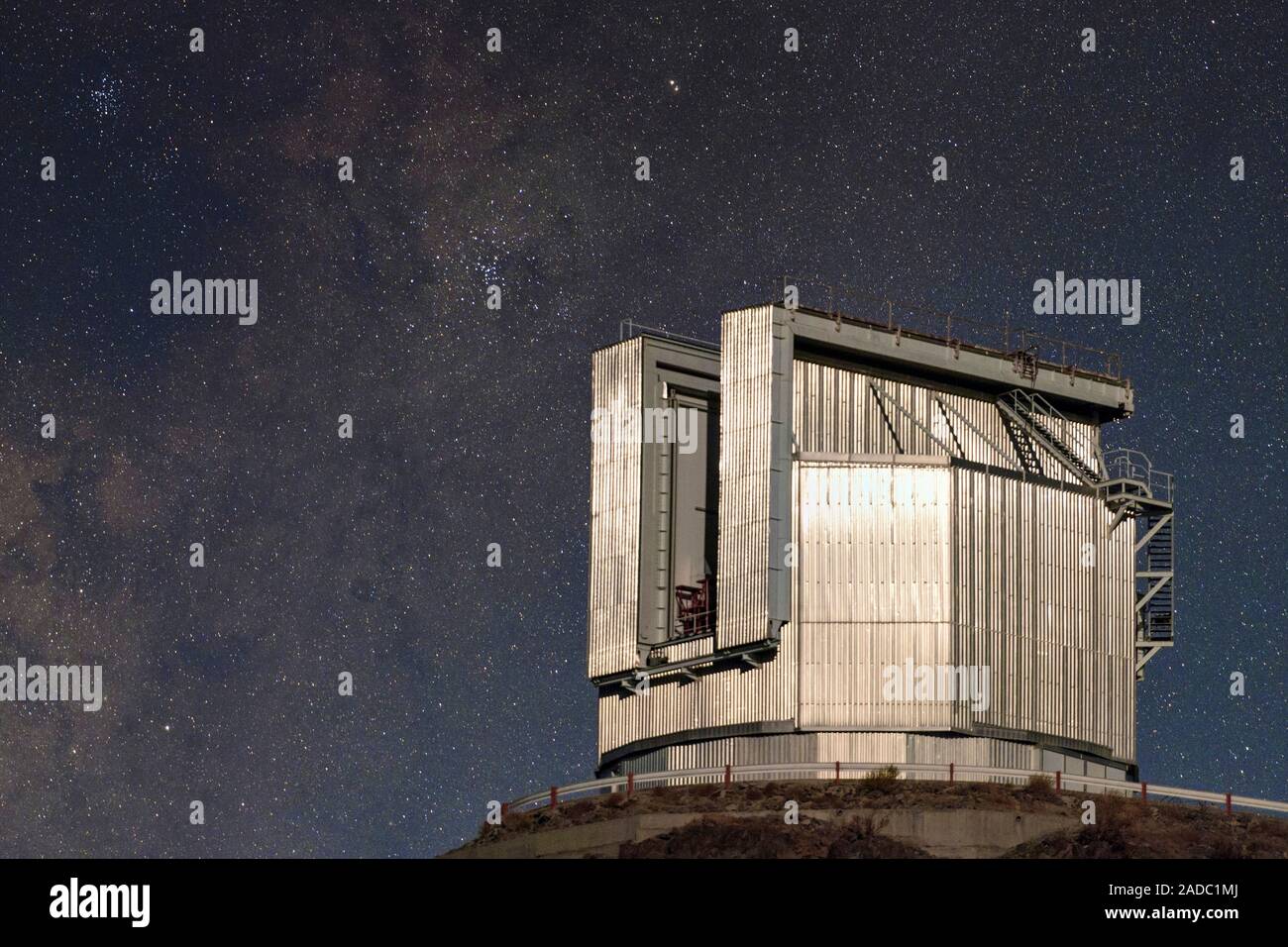 New Technology Telescope and night sky at La Silla. Night sky over the