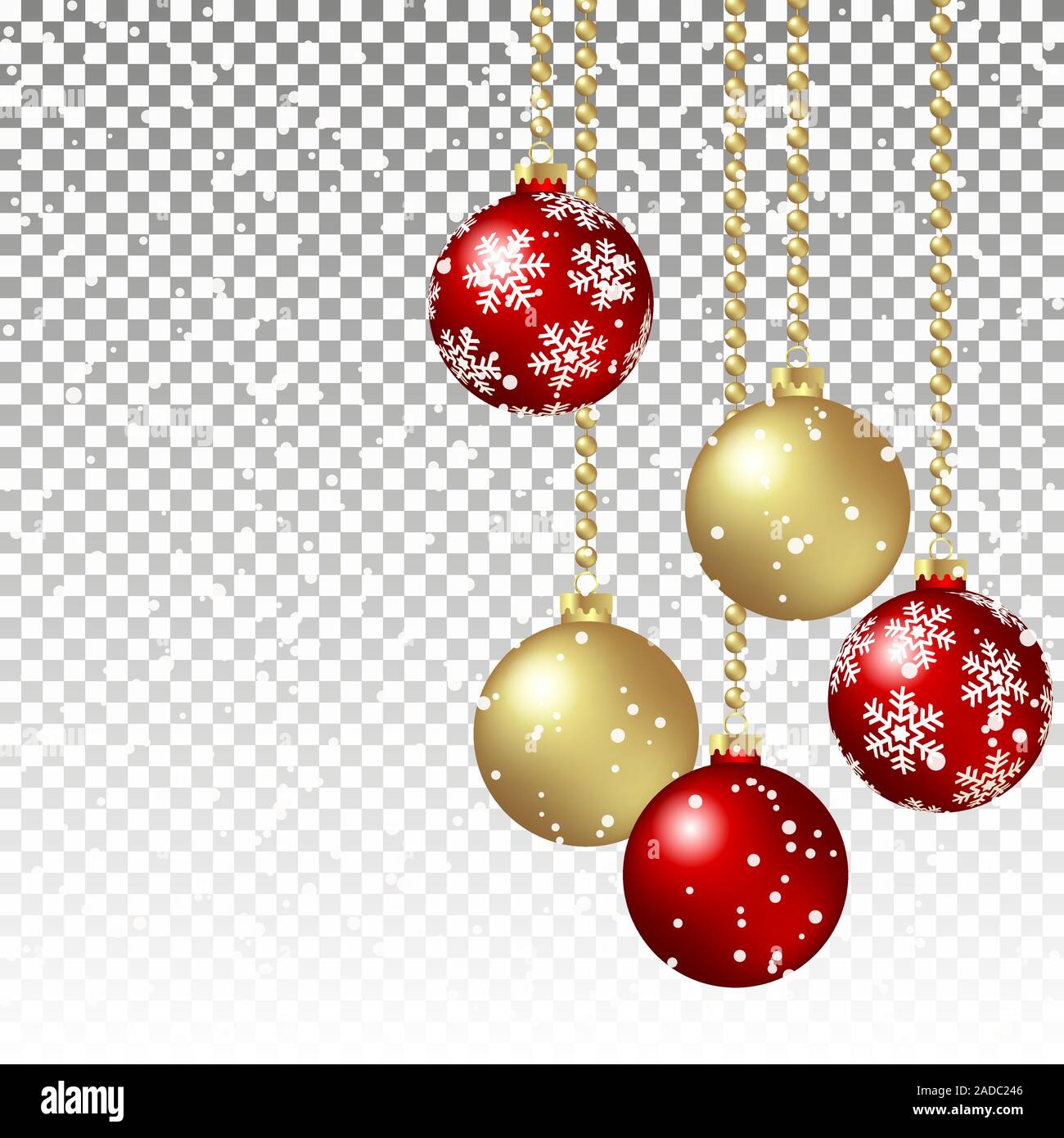 EPS 10 vector hanging christmas baubles with snow flakes background ...