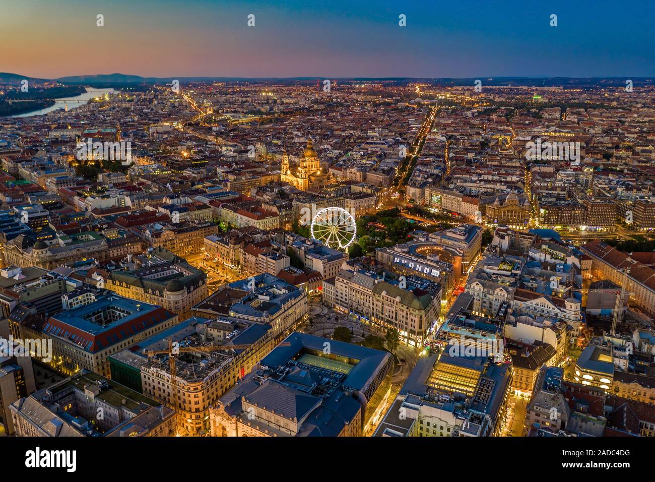 Budapest, Hungary - Aerial skyline view of city centre of Budapest with ...