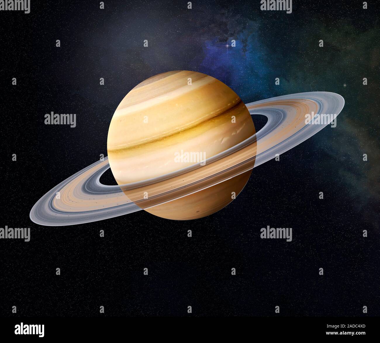 Saturn, illustration. Saturn is the sixth planet from the Sun and the ...