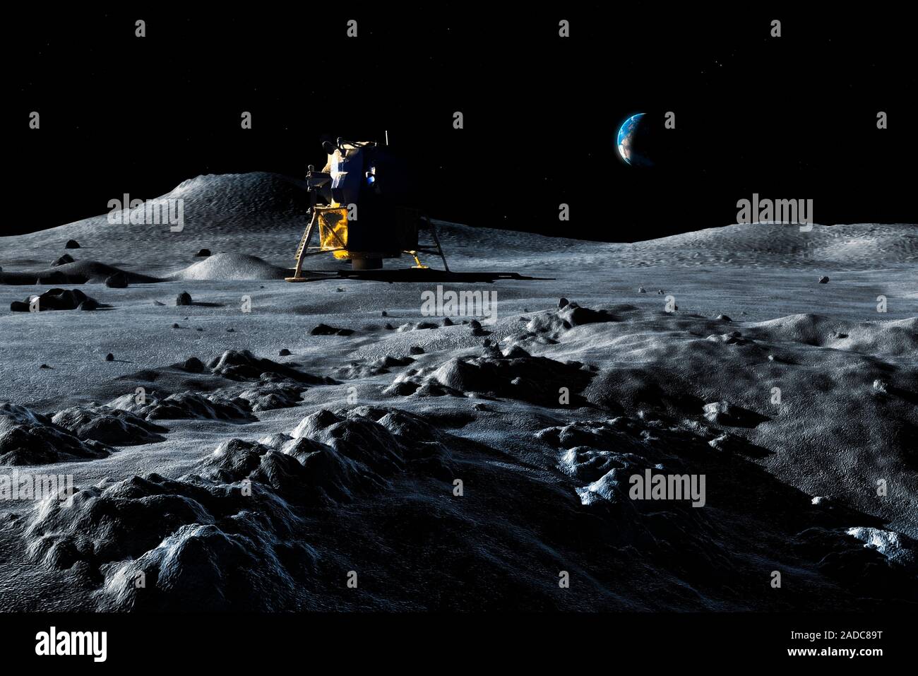 Apollo Moon landing. Computer artwork of the original Apollo mission