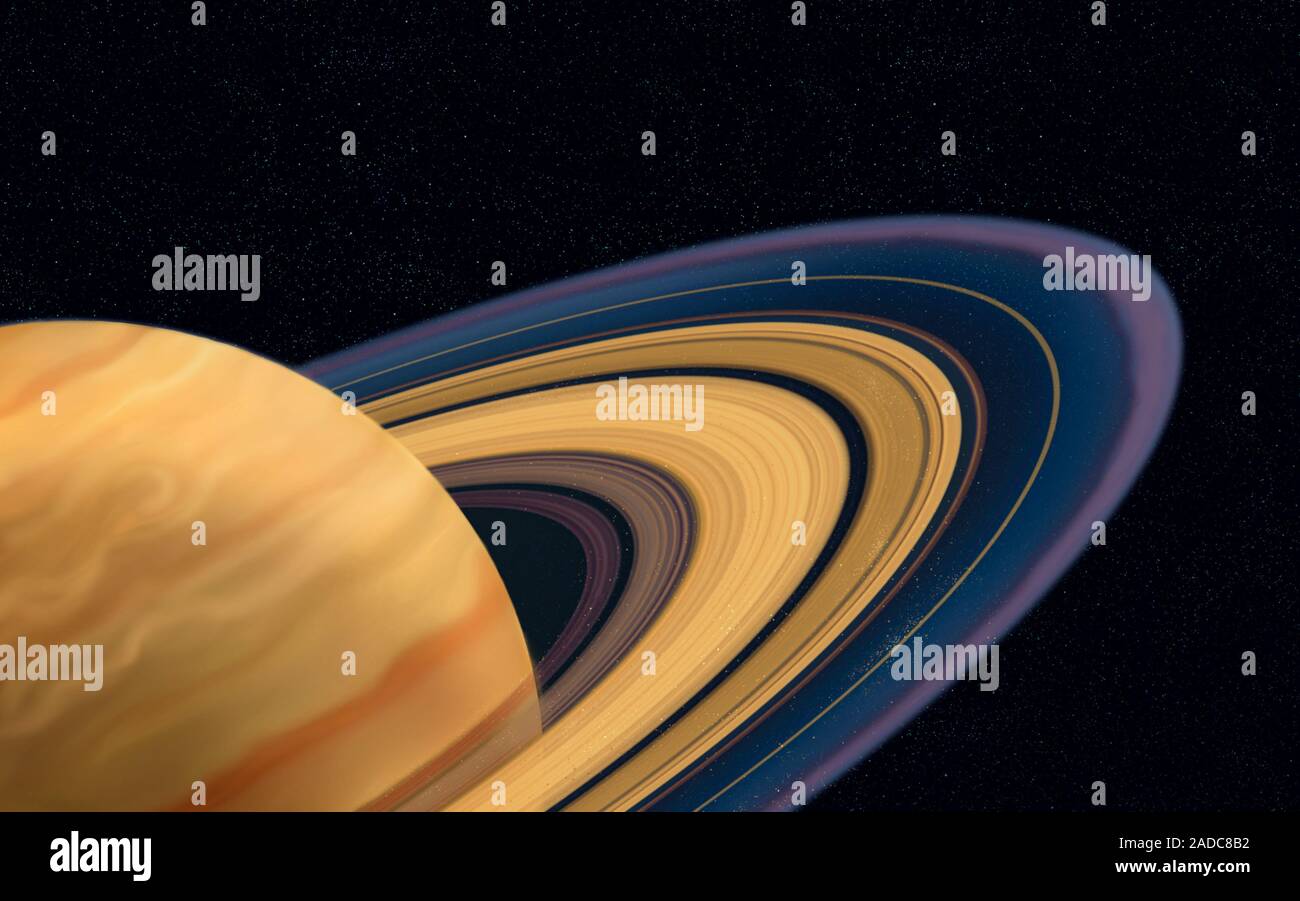 Saturn Rocks Saturn's rings, illustration. From a distance, Saturn's rings resemble ...