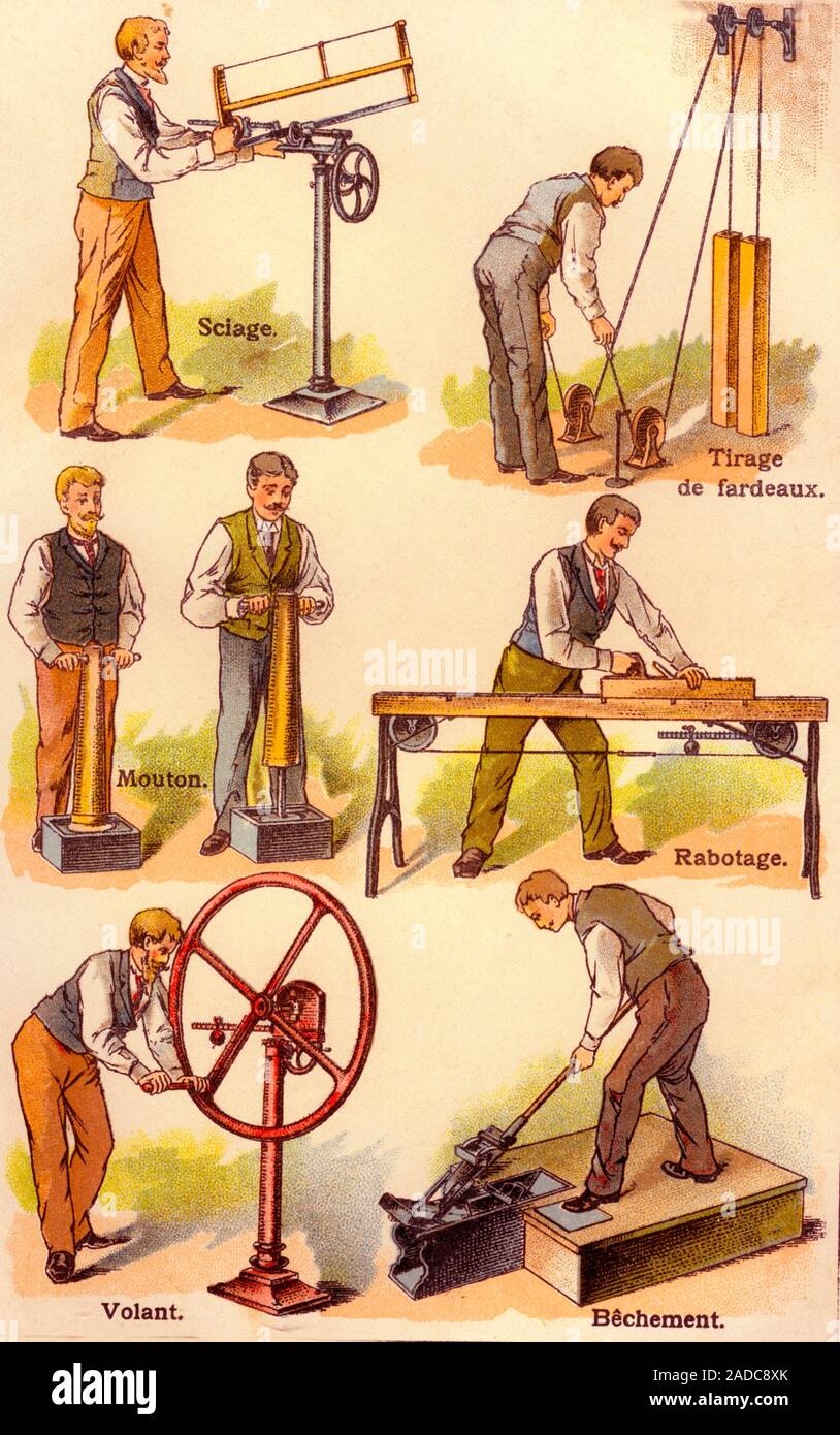 19th Century gymnastic therapy. 1898 French illustration of patient's