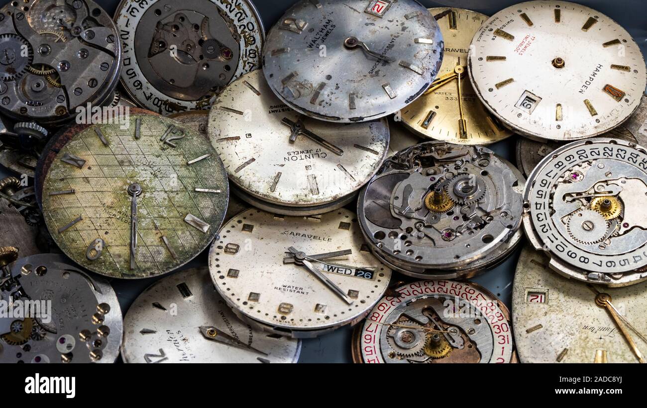 Lot of old watches Stock Photo