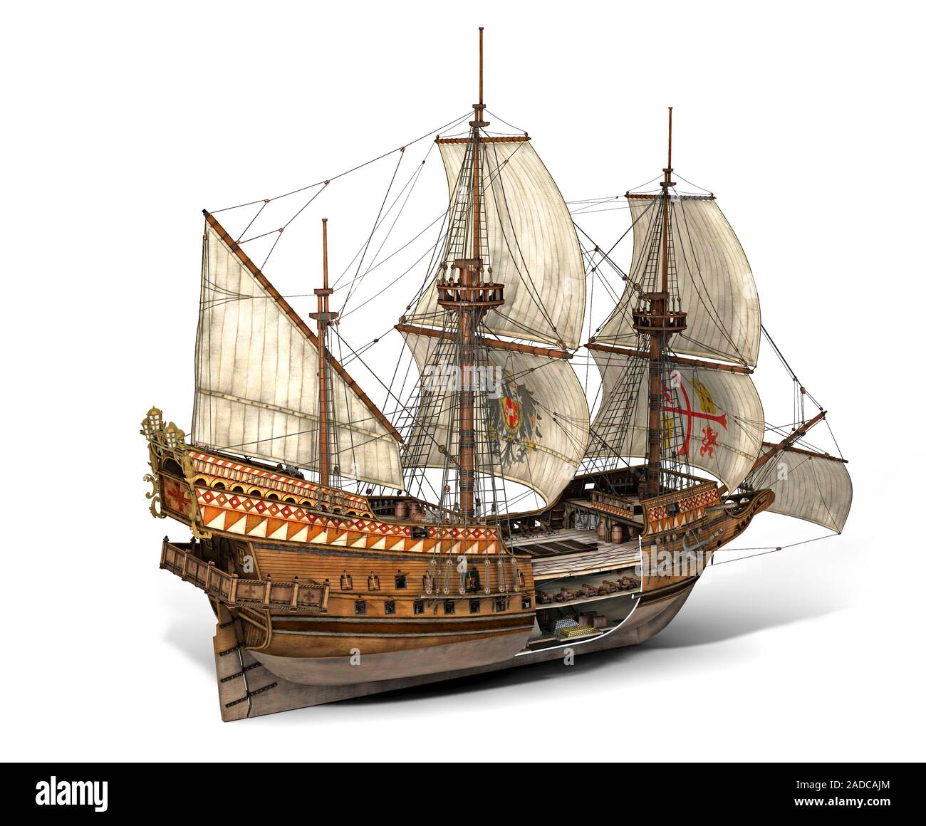 Spanish galleon San Jose, illustration. This ship has been a holy grail ...