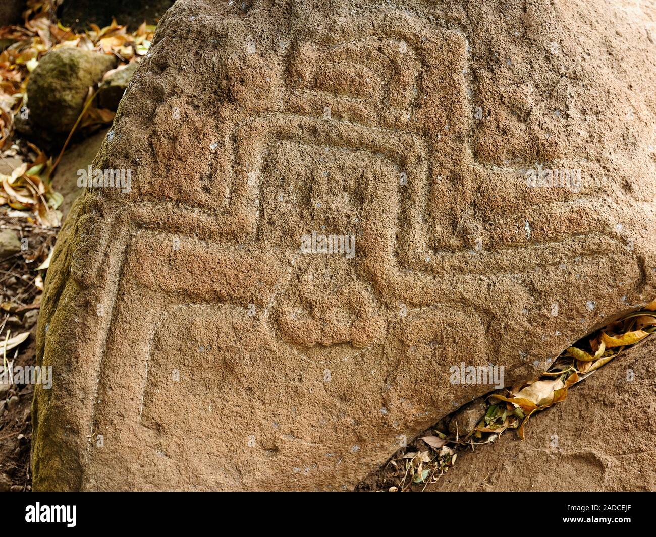 Central America, Nicaragua, landscapes on an Ometepe island. The ancient Petroglyphs Stock Photo