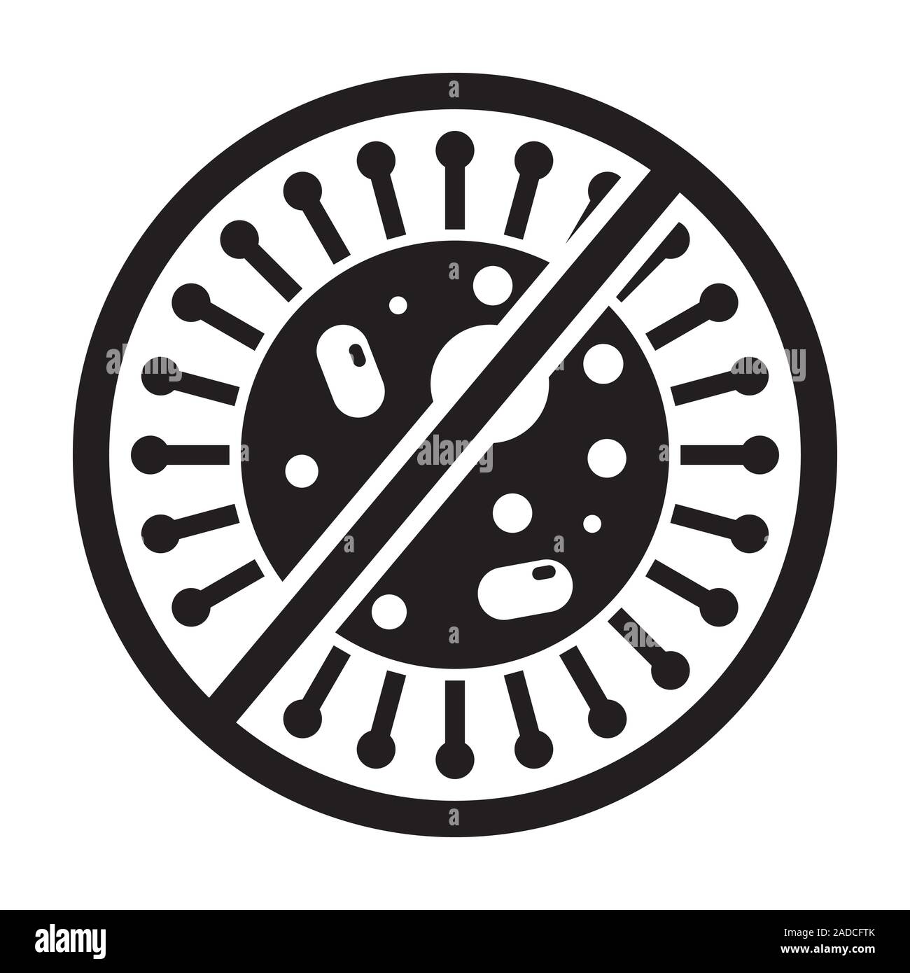 Black stop virus sign icon for health website or logo. Bacteria, anti ...